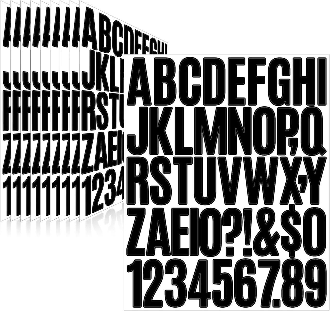 470 Pcs 10 Sheets Letter Stickers (Black 1) 11 x 8.85 x 0.2 inches